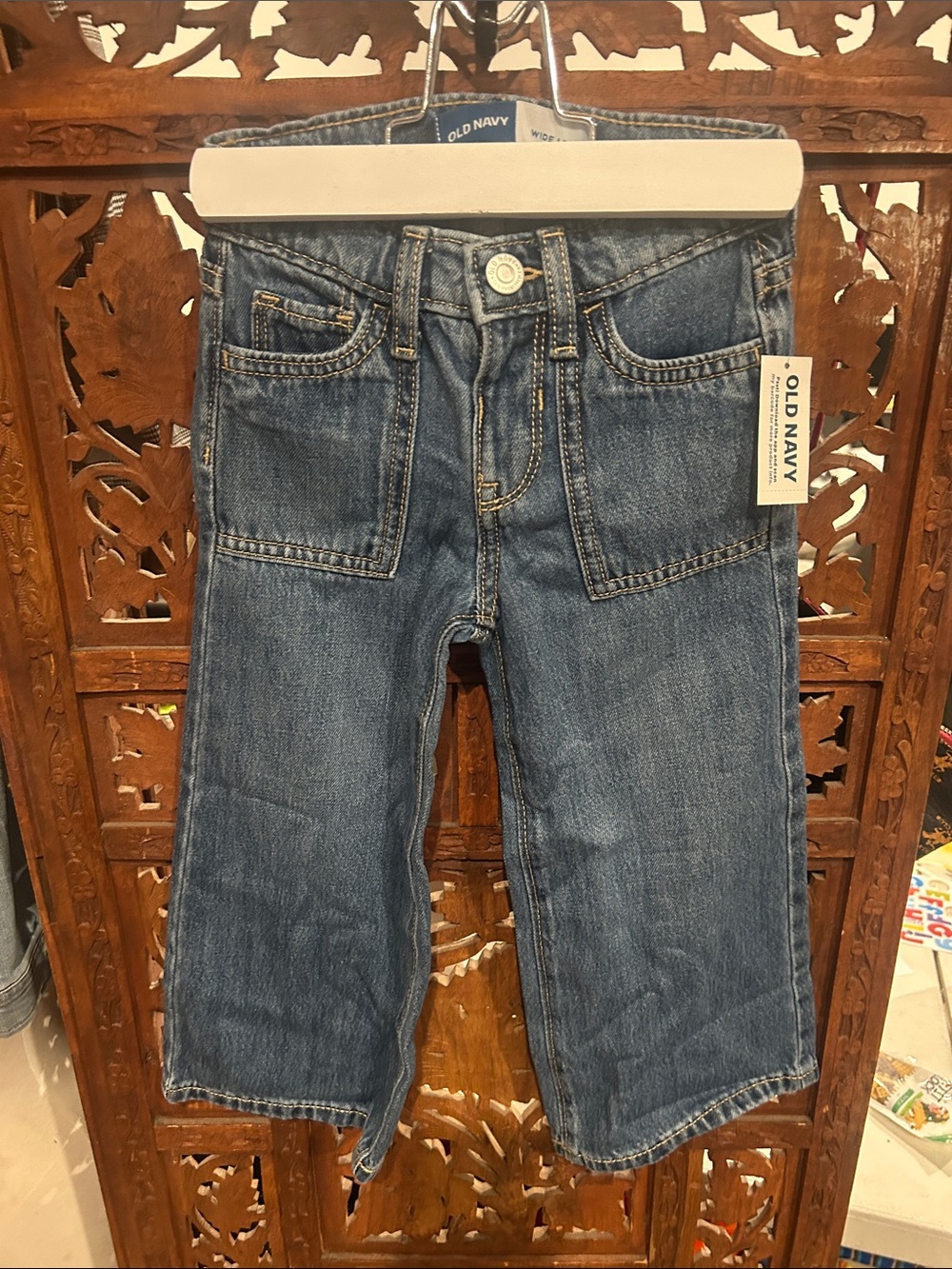 Old Navy Kids Dark Blue Denim Jeans with Front Patch Pockets
